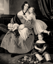 Auguszta Keglevich et ses trois enfants en 1837